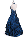 9828 Deep Blue Halter Top Beaded Evening Gown - Deep Blue, Back View Thumbnail