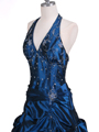 9828 Deep Blue Halter Top Beaded Evening Gown - Deep Blue, Alt View Thumbnail