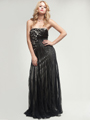 AC201 Black Strapless Prom Dress - Black, Front View Thumbnail