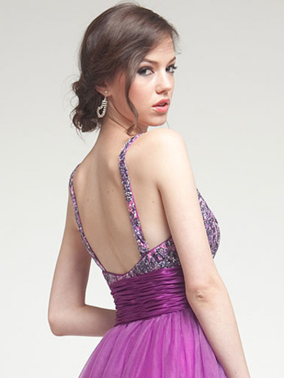 AC204 Sequin Bodice Prom Gown - Purple, Back View Medium