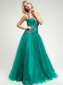 AC206 Embroidered Rosette Prom Gown - Emeral Green, Alt View Thumbnail