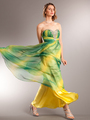 AC207 Chiffon Sweetheart Evening Dress - Green, Front View Thumbnail