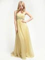 AC208 Embroidered Chiffon Prom Dress - Green, Front View Thumbnail