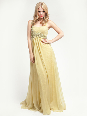 AC208 Embroidered Chiffon Prom Dress, Green