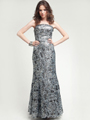 AC209 Silver Sequin Prom Dress - Silver, Front View Thumbnail