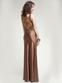AC212 Latte Beaded Prom Dress - Latte, Back View Thumbnail
