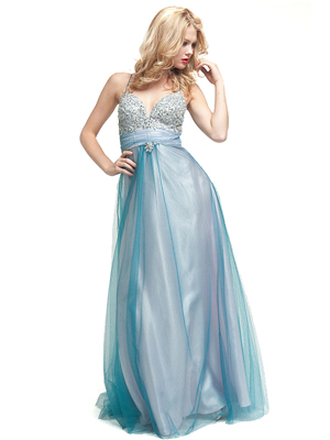 AC221 Blue and Pink Emboridery Prom Dress, Blue Pink