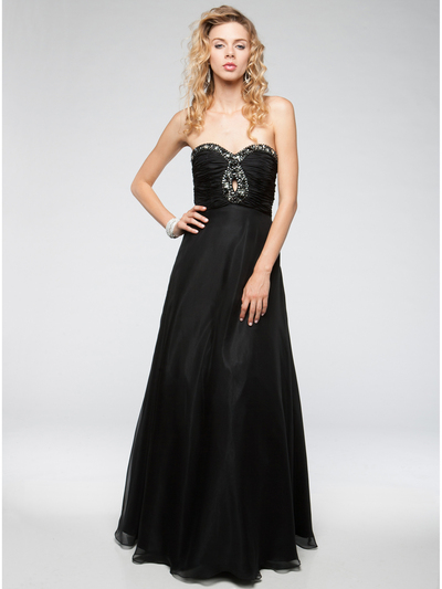 AC222 Keyhole Prom Dress - Black, Front View Medium