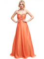 AC222 Keyhole Prom Dress - Orange, Front View Thumbnail