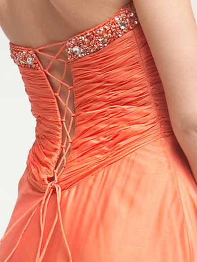 AC222 Keyhole Prom Dress - Orange, Back View Medium
