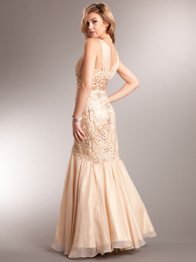 AC226 Belle of the Ball Evening Dress - Light Gold, Back View Medium