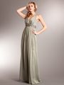 AC229 Grecian Goddess Halter Evening Dress - Olive, Front View Thumbnail