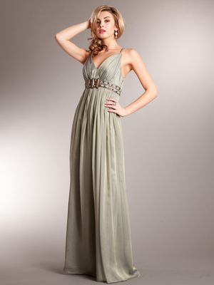 AC229 Grecian Goddess Halter Evening Dress, Olive