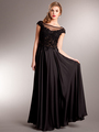 AC231 Classy Lace Top Evening Gown - Black, Front View Thumbnail