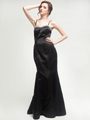 AC301 Jeweled and Beaded Satin Mermaid Evening Dress - Navy, Front View Thumbnail