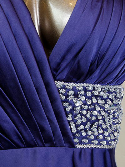 AC302 Deep Plunge Neckline Evening Dress - Navy, Alt View Medium