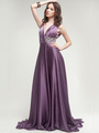 AC302 Deep Plunge Neckline Evening Dress - Victorian Purple, Alt View Thumbnail