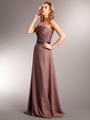 AC321 Strapless Chiffon Evening Dress - Brown, Front View Thumbnail