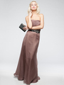 AC321 Strapless Chiffon Evening Dress - Brown, Alt View Thumbnail