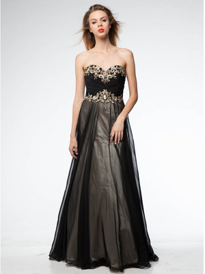 AC509 Black and Gold Prom Gown, Black Gold