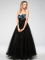AC601 Grand and Gorgeous Mesh and Sequin Prom Gown - Black, Front View Thumbnail