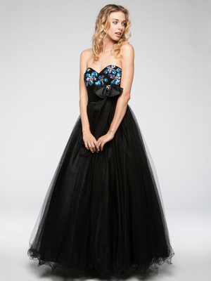 AC601 Grand and Gorgeous Mesh and Sequin Prom Gown, Black