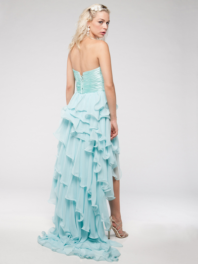 AC603 High on Style High-low Prom Dress - Light Aqua, Back View Medium