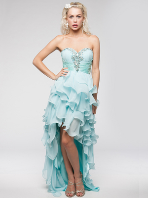 AC603 High on Style High-low Prom Dress, Light Aqua