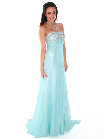 AC613 Dazzling Halter Prom Dress - Light Aqua, Alt View Medium