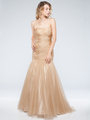 AC619 Formal Evening Dress - Mocha, Front View Thumbnail