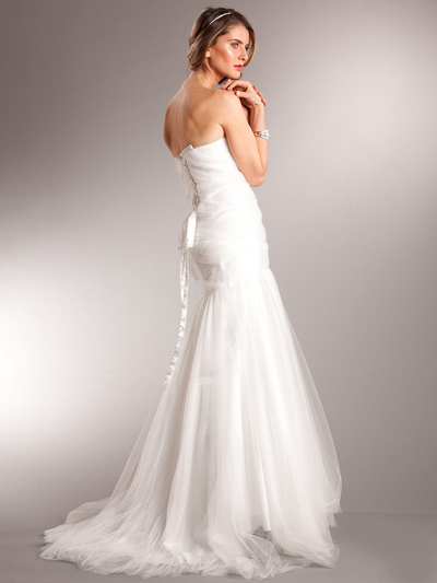 AC619 Formal Evening Dress - Off White, Back View Medium