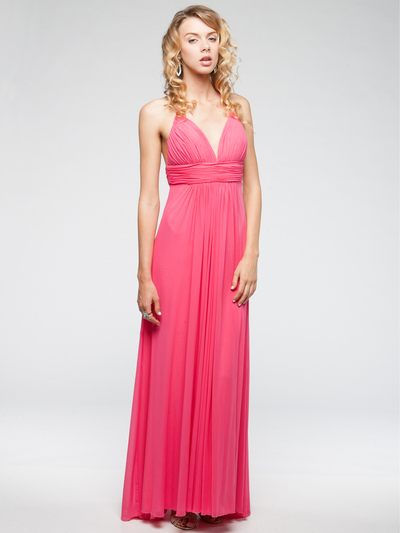 AC620 Halter Top Evening Dress - Fuschia, Front View Medium