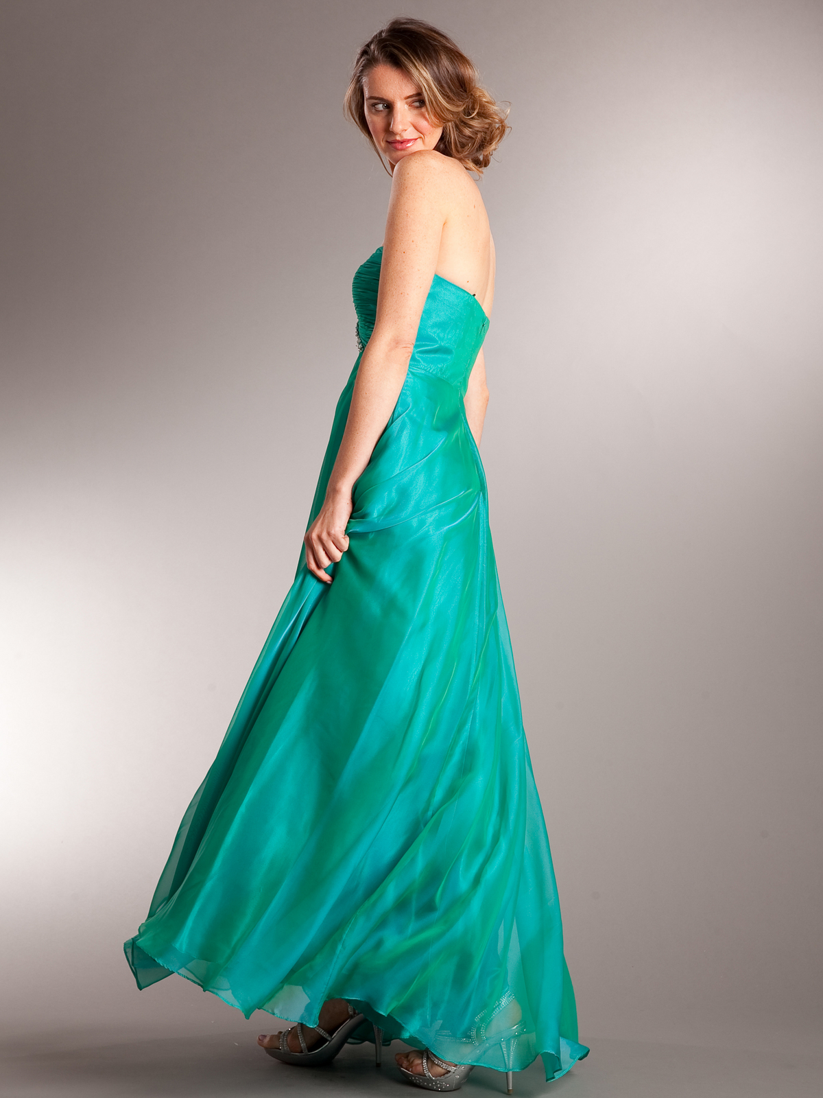 emerald green empire waist dress