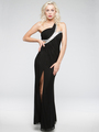 AC701 Keyhole Waist Evening Dress - Black, Front View Thumbnail