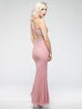 AC702 One Shoulder Evening Dress - Dusty Rose, Back View Thumbnail