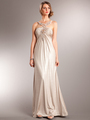 AC704 Halter Charmeuse Stain Evening Dress - Champagne, Front View Thumbnail