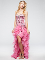 AC708 Ruffled Skirt High-low Prom Dress - Pink, Front View Thumbnail