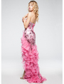 AC708 Ruffled Skirt High-low Prom Dress - Pink, Back View Thumbnail