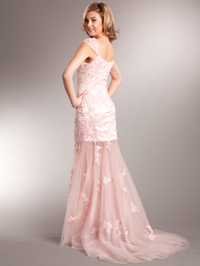 AC709 Vintage Destination Bridal Dress - Pink, Back View Medium