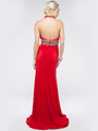 AC710 Halter Evening Dress - Red, Back View Thumbnail