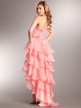 AC712 Corset Top High-low Prom Dress - Coral, Back View Thumbnail