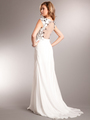 AC713 Open V-neckline Evening Dress - White, Back View Thumbnail