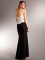 AC716 Elegant Classic Two-tone Evening Dress - Ivory Black, Back View Thumbnail