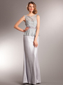 AC717 Graceful Glamour Long Evening Dress - Silver, Front View Thumbnail