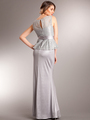 AC717 Graceful Glamour Long Evening Dress - Silver, Back View Thumbnail