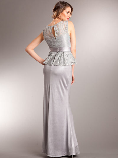 AC717 Graceful Glamour Long Evening Dress - Silver, Back View Medium