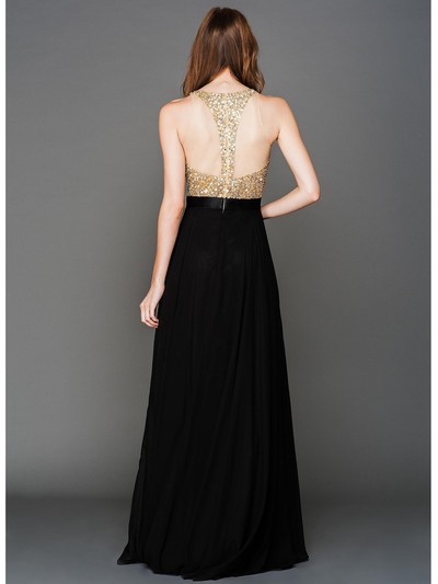 AC801 Sequins Top Sleeveless Evening Dress - Gold, Back View Medium