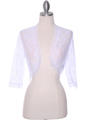 B112 White Lace Bolero Jacket - White, Front View Thumbnail