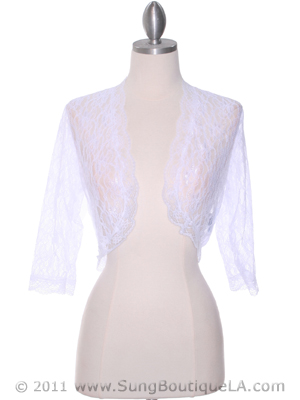 B112 White Lace Bolero Jacket, White