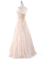 B3468 Gold Lace Prom Gown - Gold, Back View Thumbnail